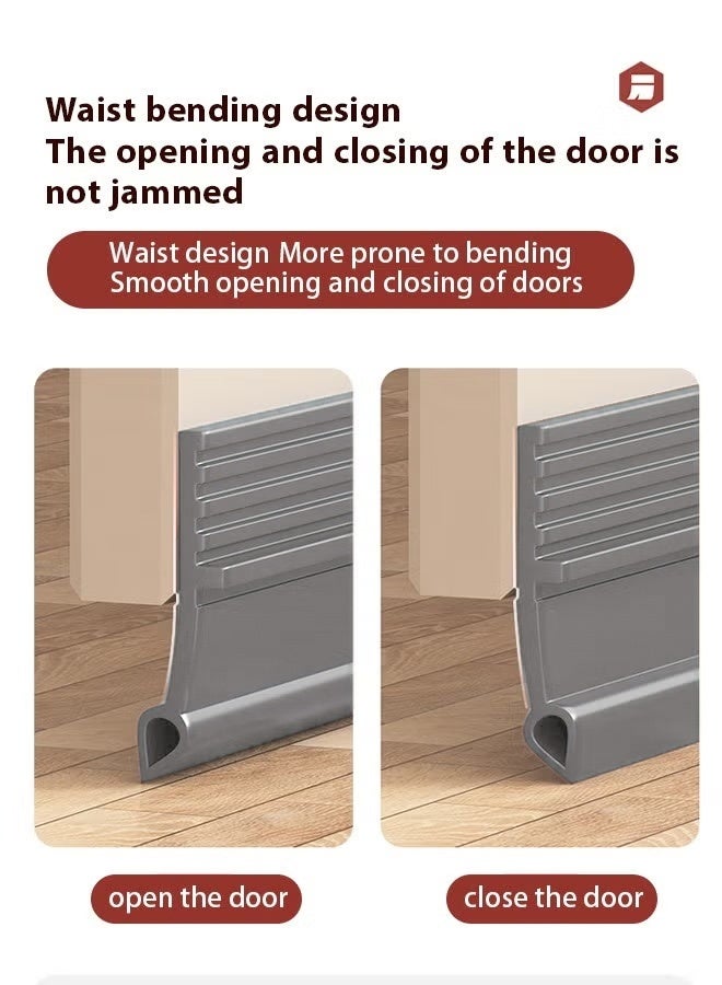Door Draft Stopper Door Bottom Seal Strip 100cm Door Bottom Sealing Strip Windproof and Dustproof Door Gap Seal Sound Insulation Sticker Door Sweep for Exterior & Interior Doors (Grey) - Image 5
